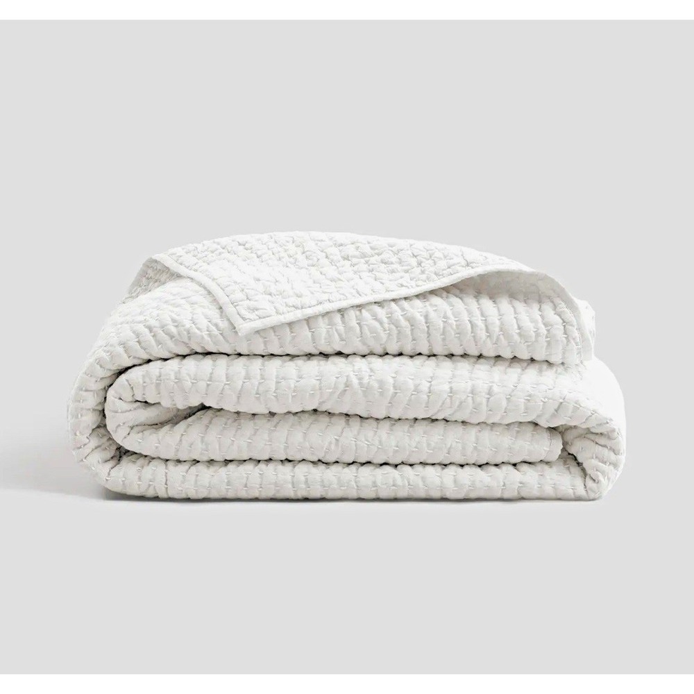 Quince NWT European Linen Cotton Stitch Quilt Full/Queen in White Without Shams